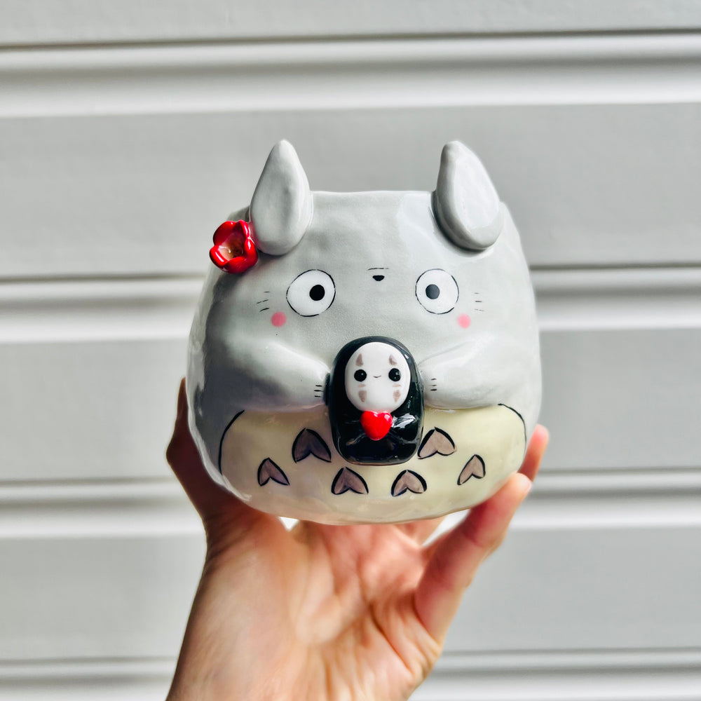 Totoro pot with No face friend, photo 1 of 5