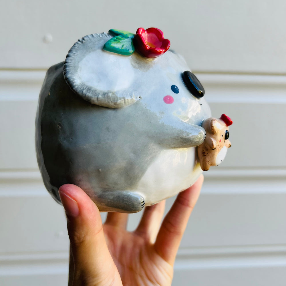 Flowery Koala Pot with koala baby, photo 2 of 5
