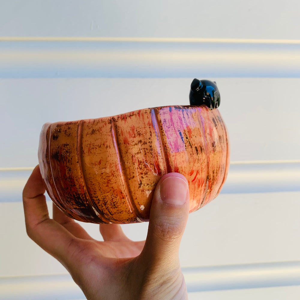 Pumpkin  bowl with black kitty friends, photo 8 of 8
