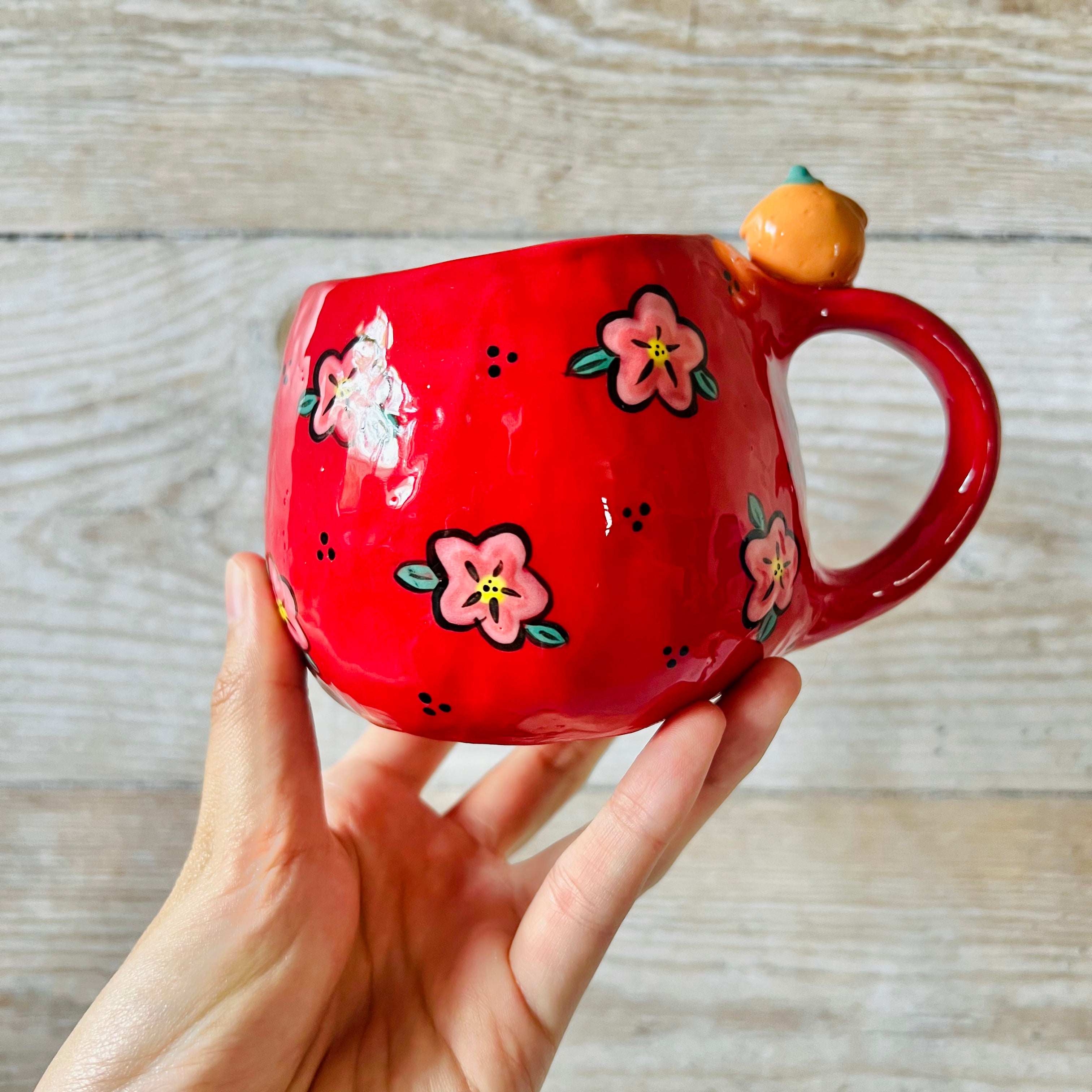 LNY DARUMA CAT MUG with mandarin friend