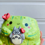 Flowery cactus pot with Totoro friend