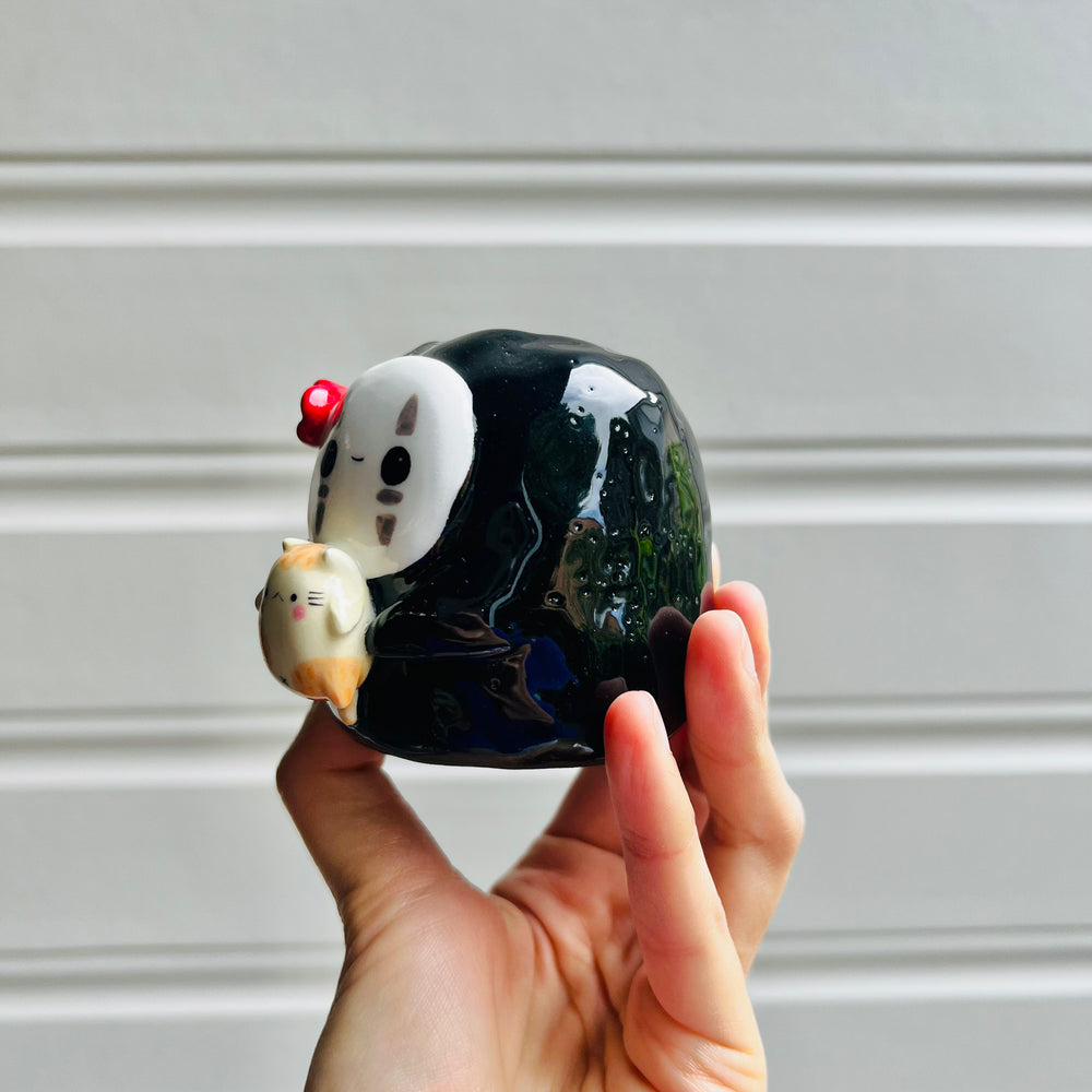 No Face vase with ginger cat friend, photo 3 of 5
