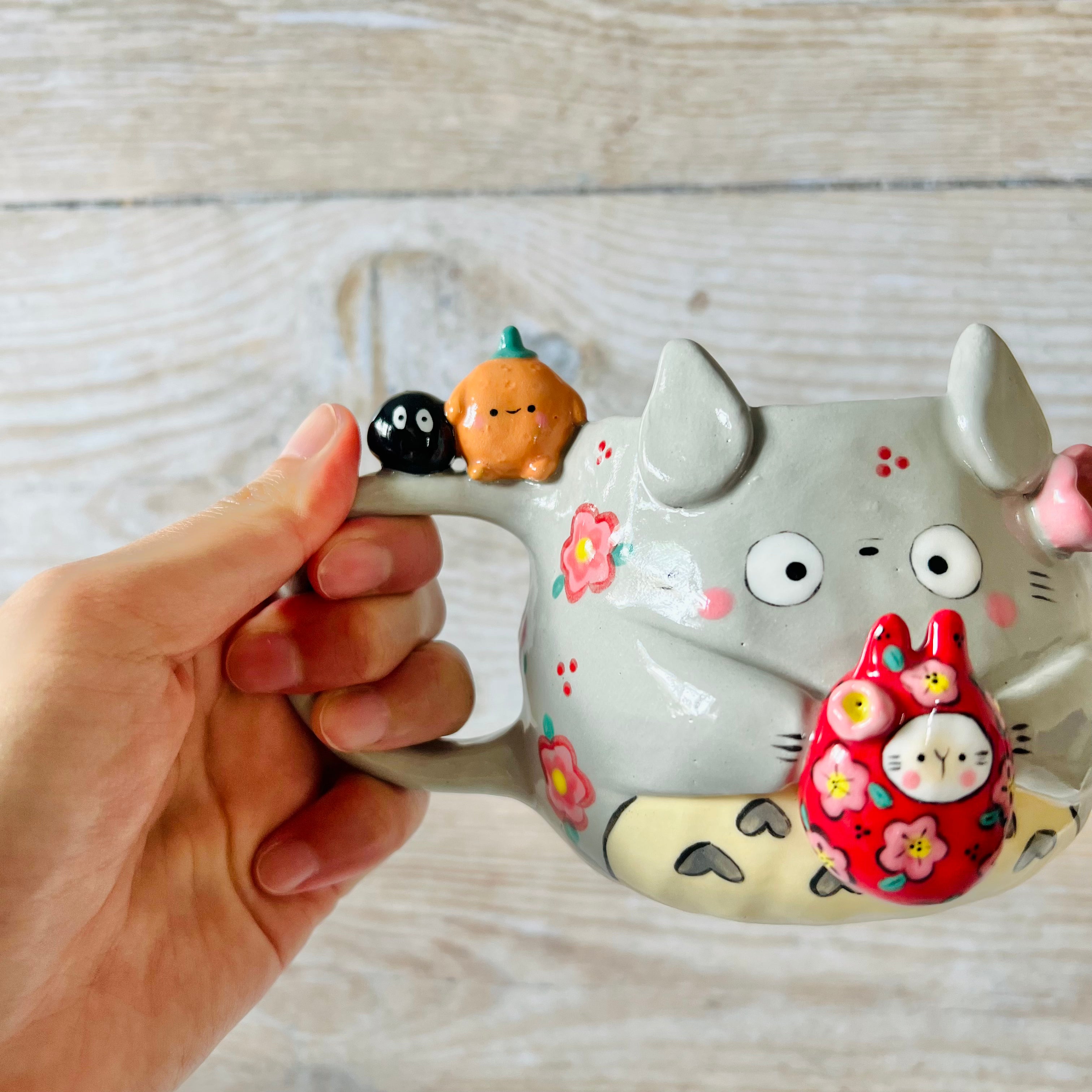 LNY TOTORO MUG with Bunny Daruma and mandarin friends