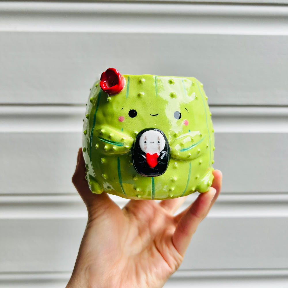 Flowery cactus pot with heart No face friend, photo 1 of 6