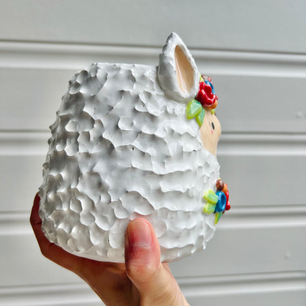 LARGE flowery llama pot, photo 2 of 7