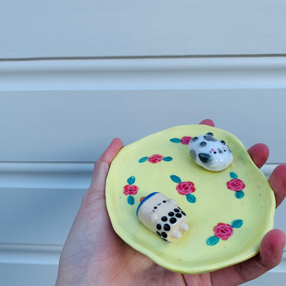 Bubble tea and bunny flowery trinket dish, photo 4 of 8