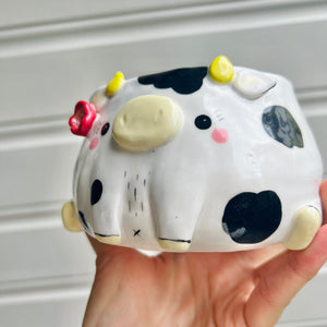 Flowery cow pot