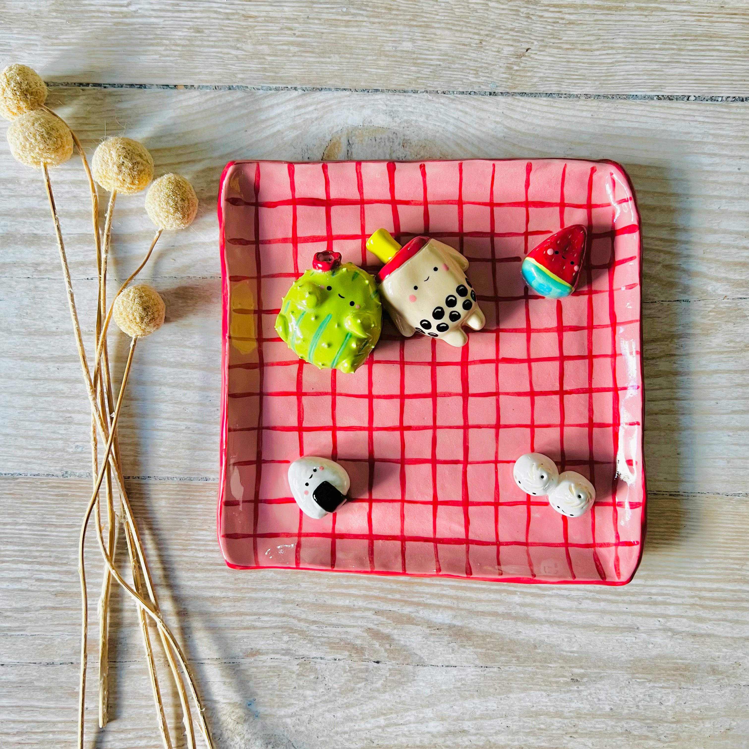 Cactus bubble tea picnic trinket dish