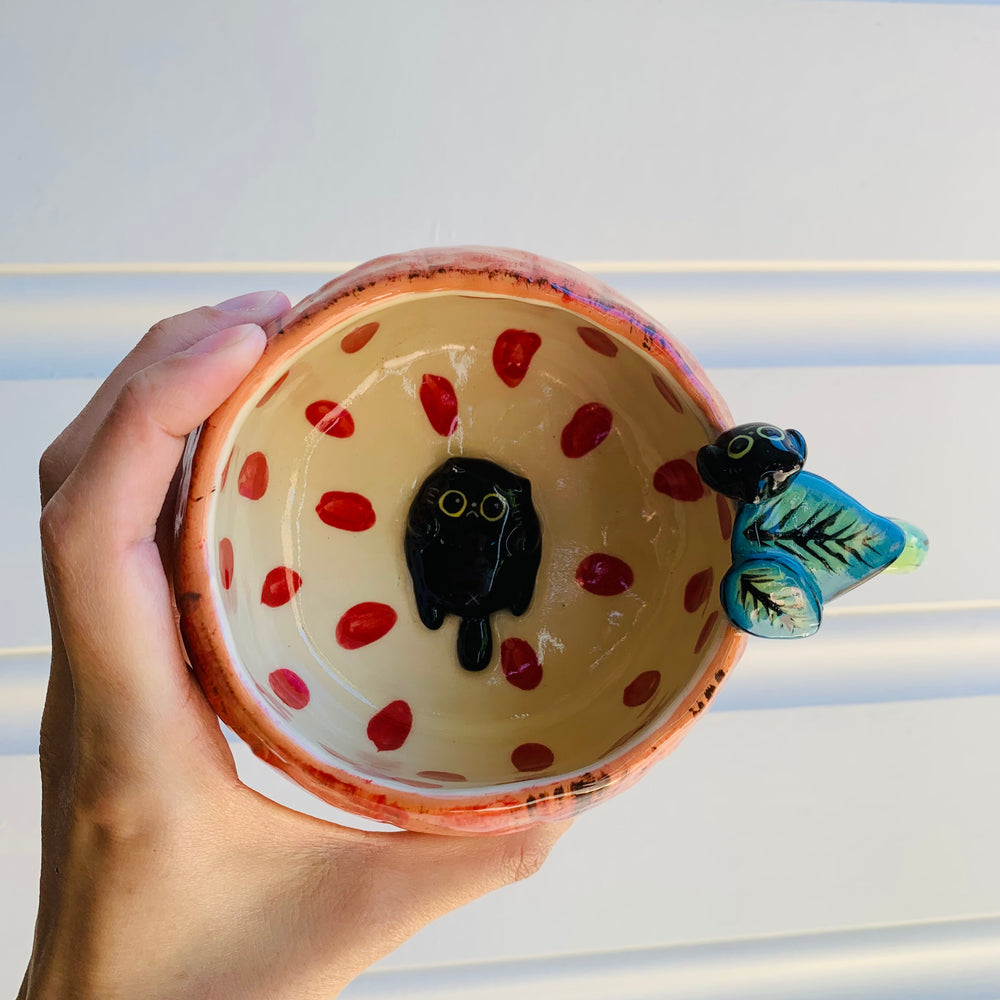 Pumpkin cactus mug with black cat friend, photo 6 of 9