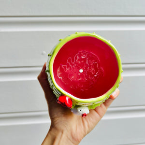 Flowery cactus pot with dumpling friend