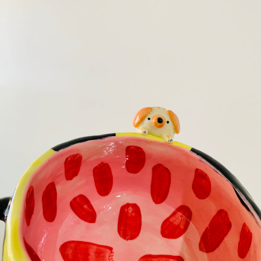 Flowery bee snack bowl with doggo friend, photo 6 of 7