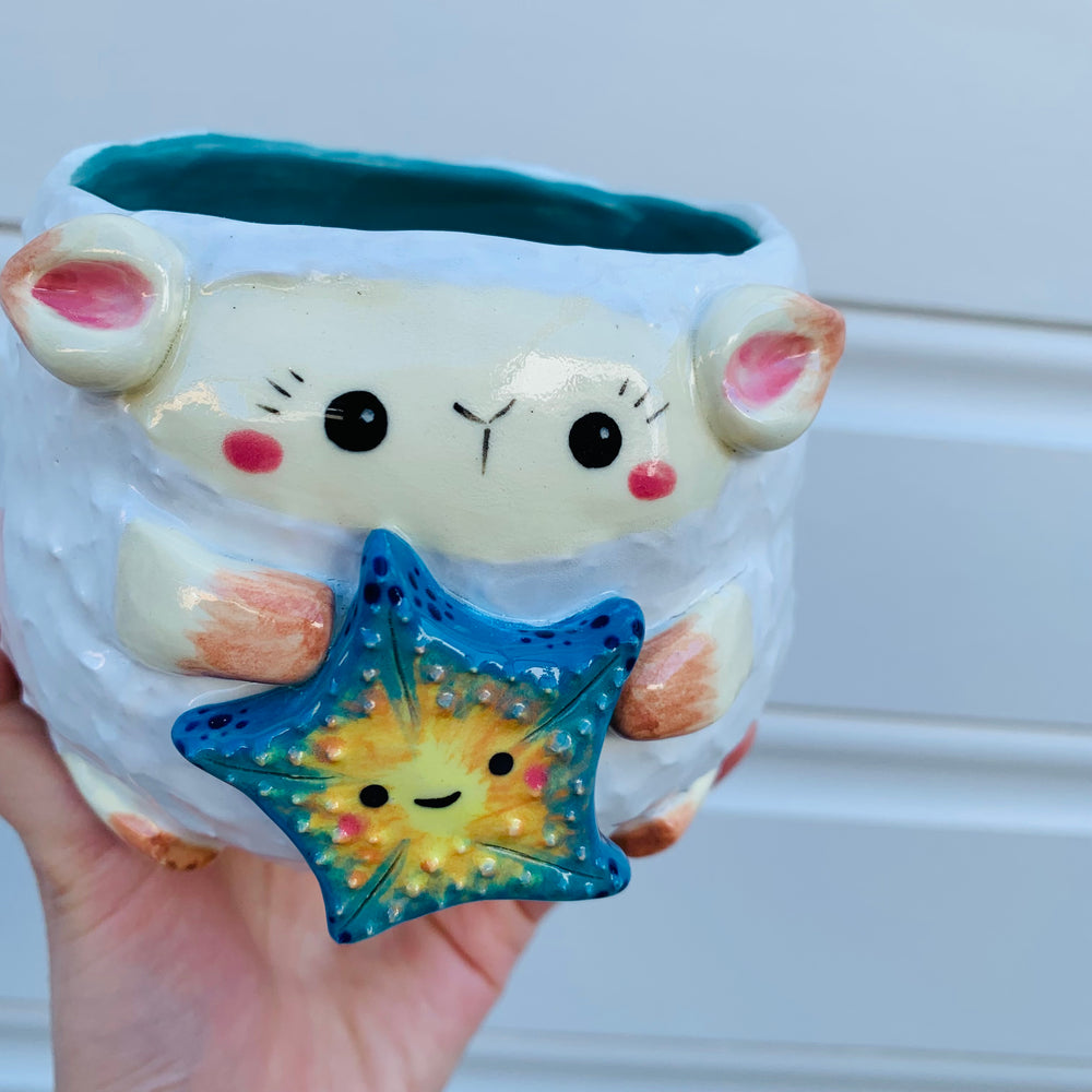 Big lamb with starfish friend planter, photo 10 of 10