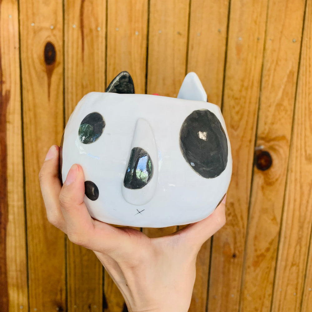 Flowery grey spotty doggo pot, photo 4 of 8