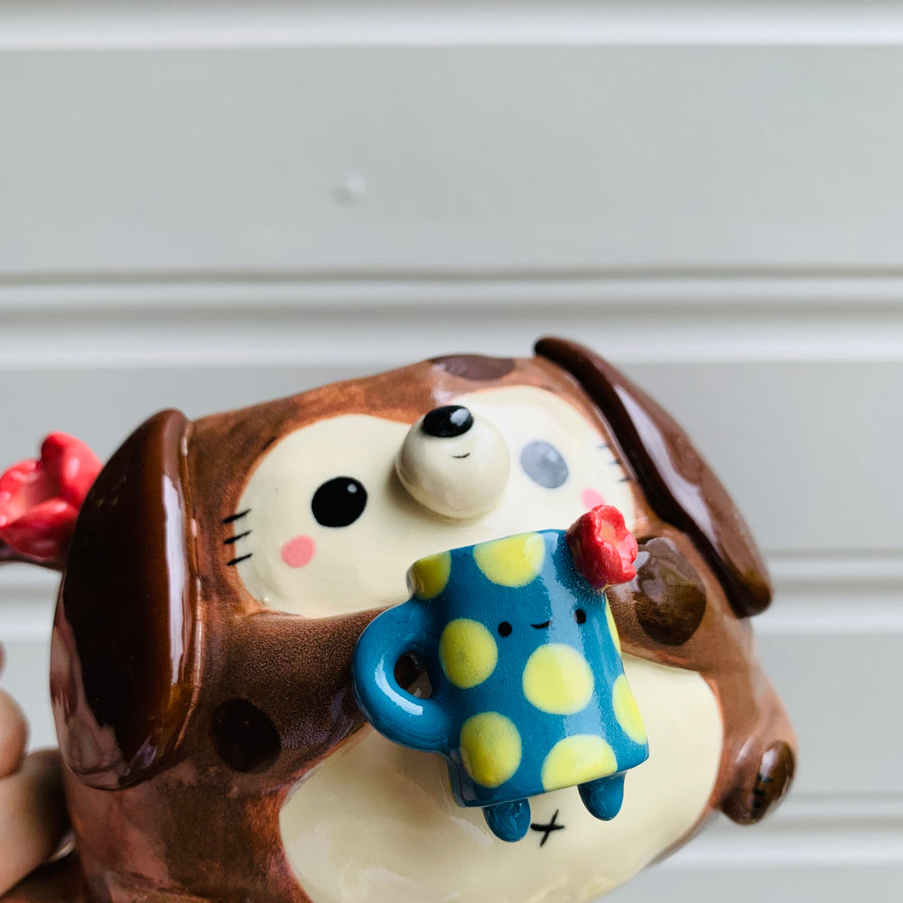 Brown DOGGO coffee pun mug with mug friend, photo 7 of 12