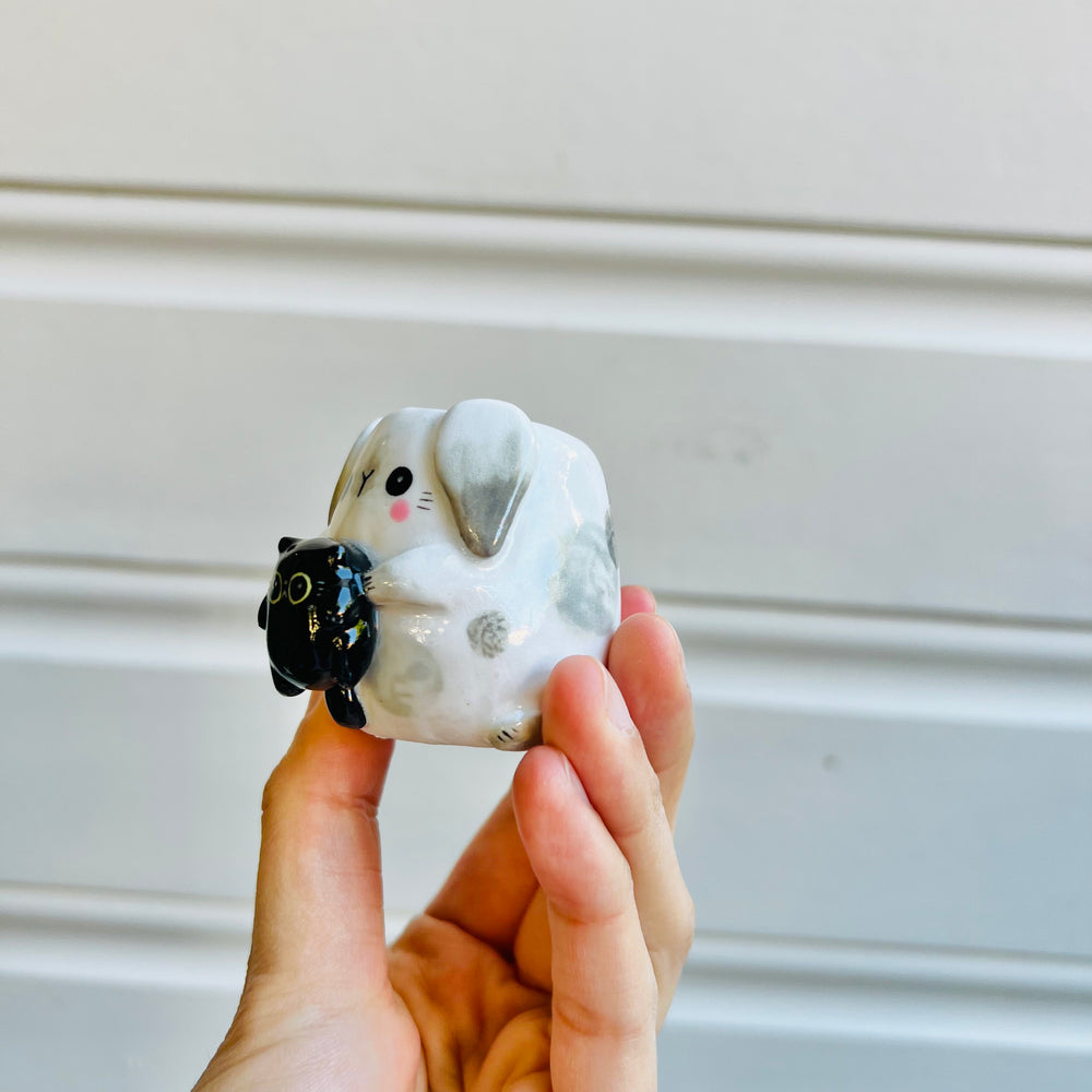 MINIS Bunny with black cat friend, photo 3 of 5
