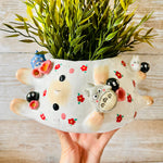 LNY SIDEWAYS BUNNY POT with Totoro friends and LNY CAT BUS painting