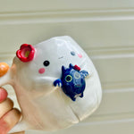 Halloween ghost mug with bat friend