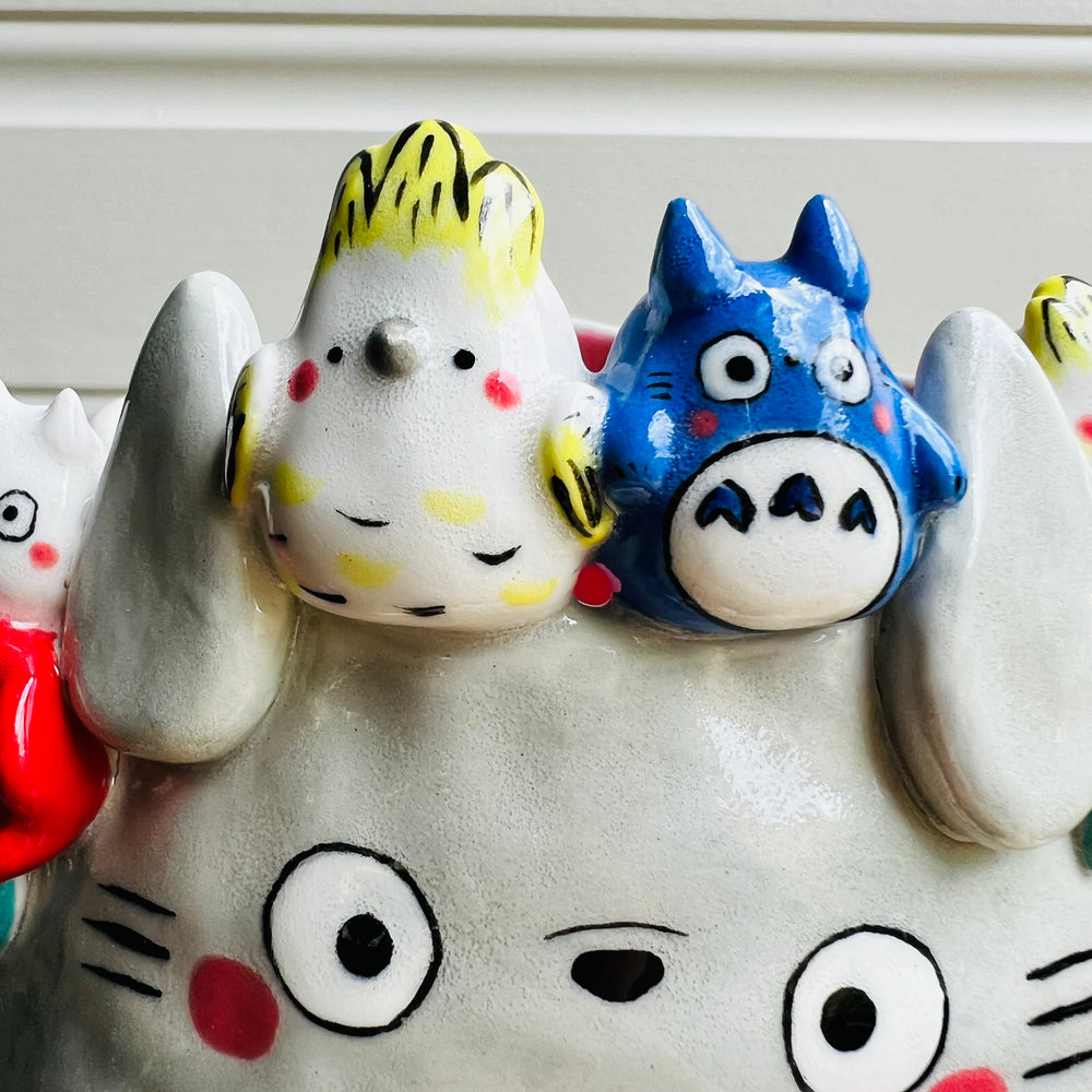 LARGE Totoro Pot with Baby Koala, Cockatoo and Chibi Totoro friends, photo 5 of 9