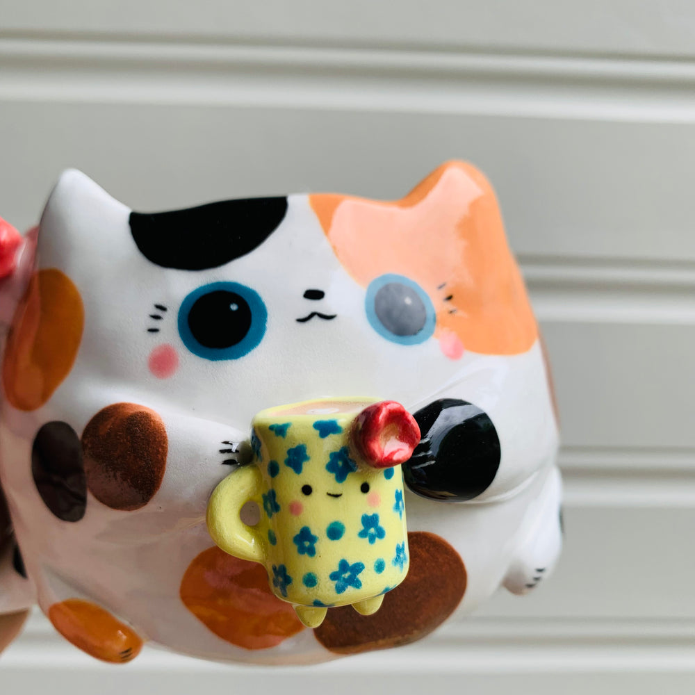 Spotty KITTY coffee pun mug with mug friend, photo 11 of 12