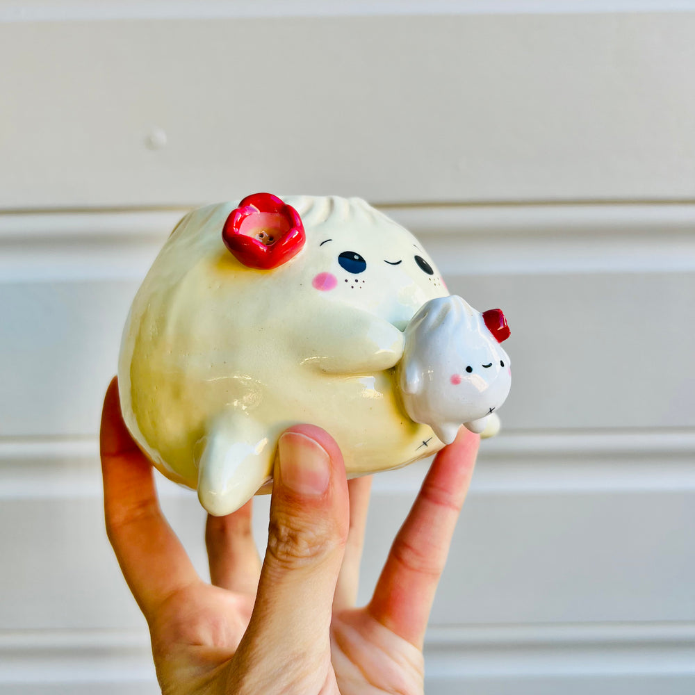 Smaller dumpling VASE with dumpling friend, photo 2 of 4