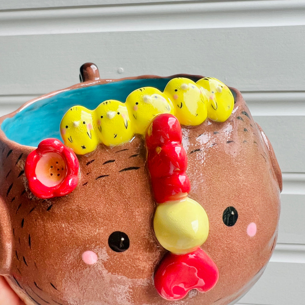 LARGE brown chick crown chicken pot, photo 6 of 8