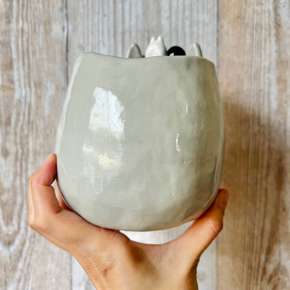 Flowery TOTORO POT with No face, Chibi Totoro and Soot sprites friends, photo 4 of 7