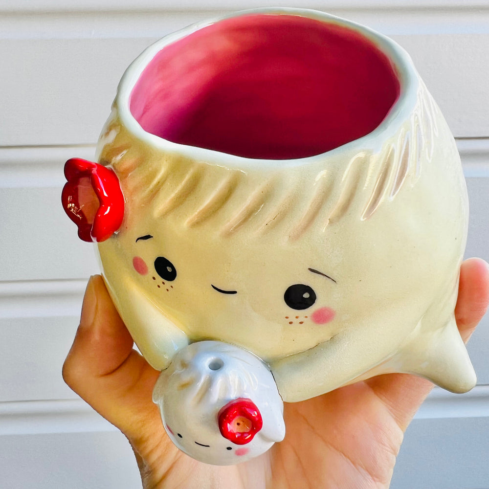 Dumpling VASE (with flaws) with dumpling friend, photo 4 of 6