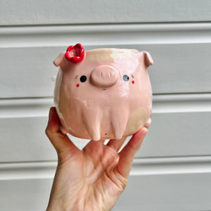 Flowery pig pot