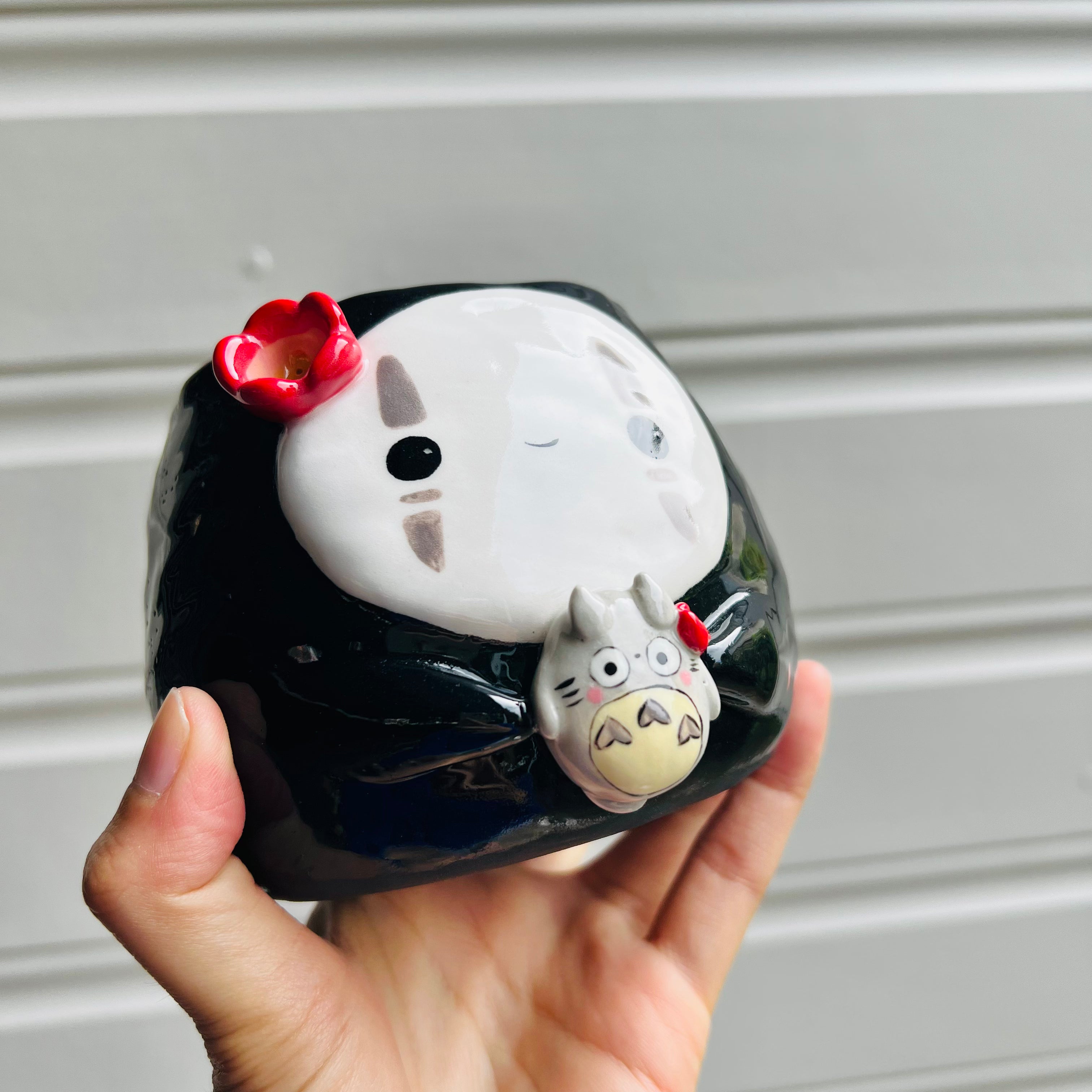 No Face pot with Totoro friend