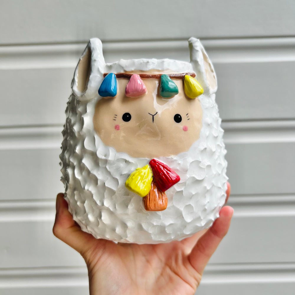 LARGE tassel llama pot, photo 1 of 9