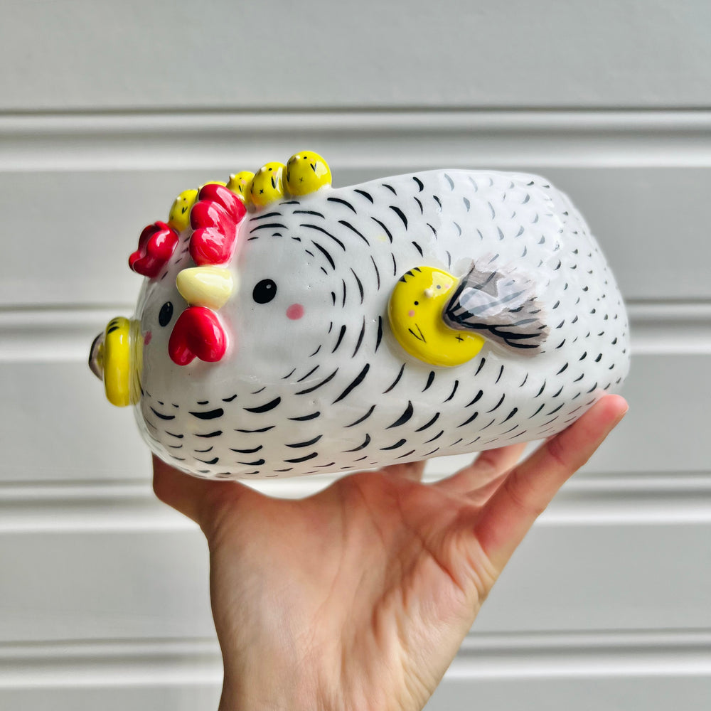 LARGE white chicken bowl with chicks, photo 3 of 9
