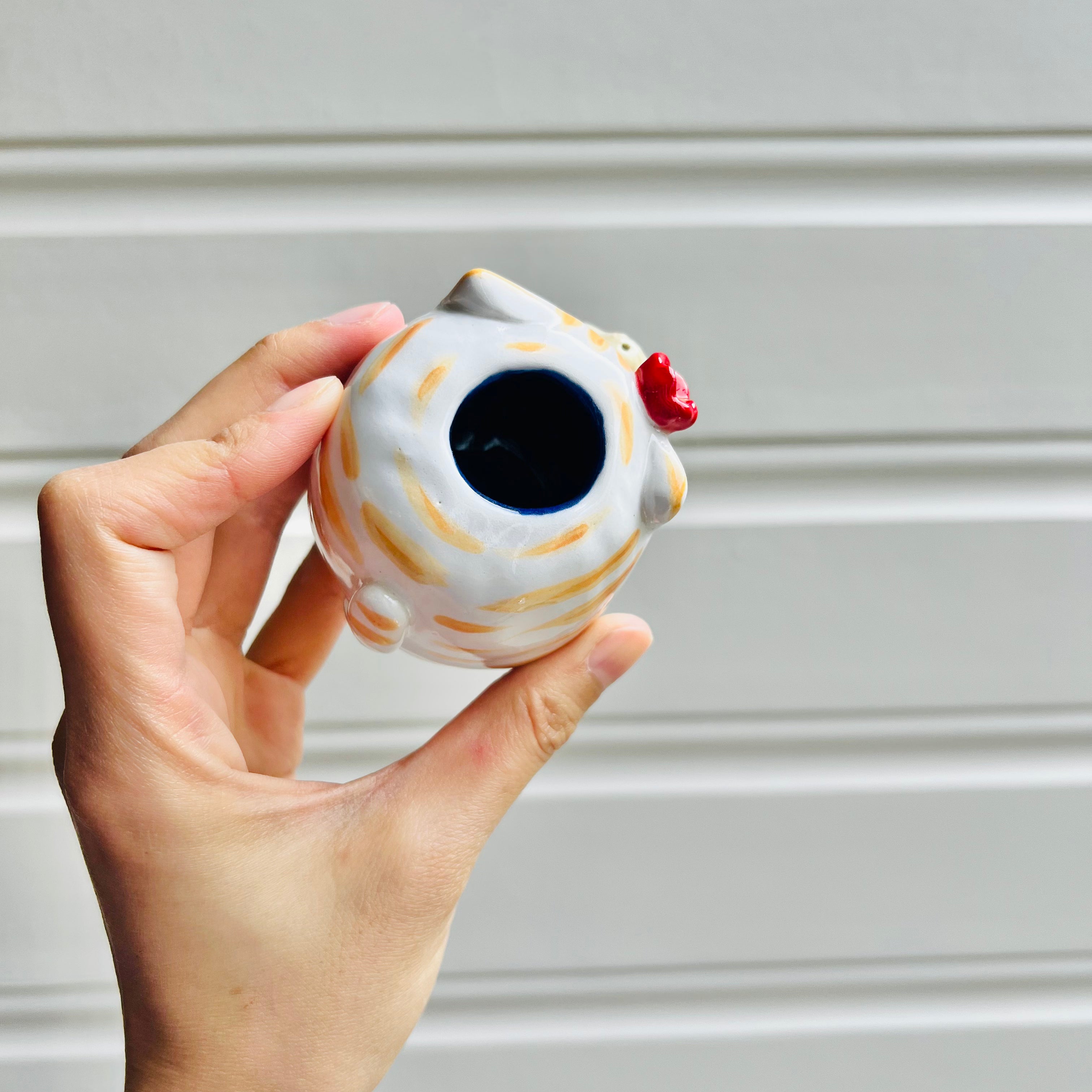 Ginger cat vase with dumpling friend