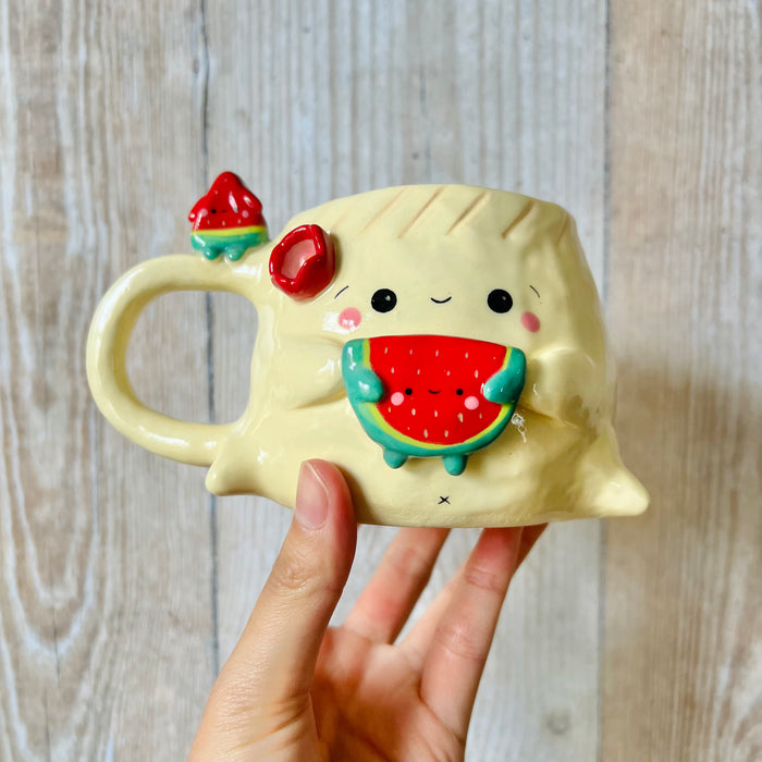 DUMPLING MUG with watermelon friends