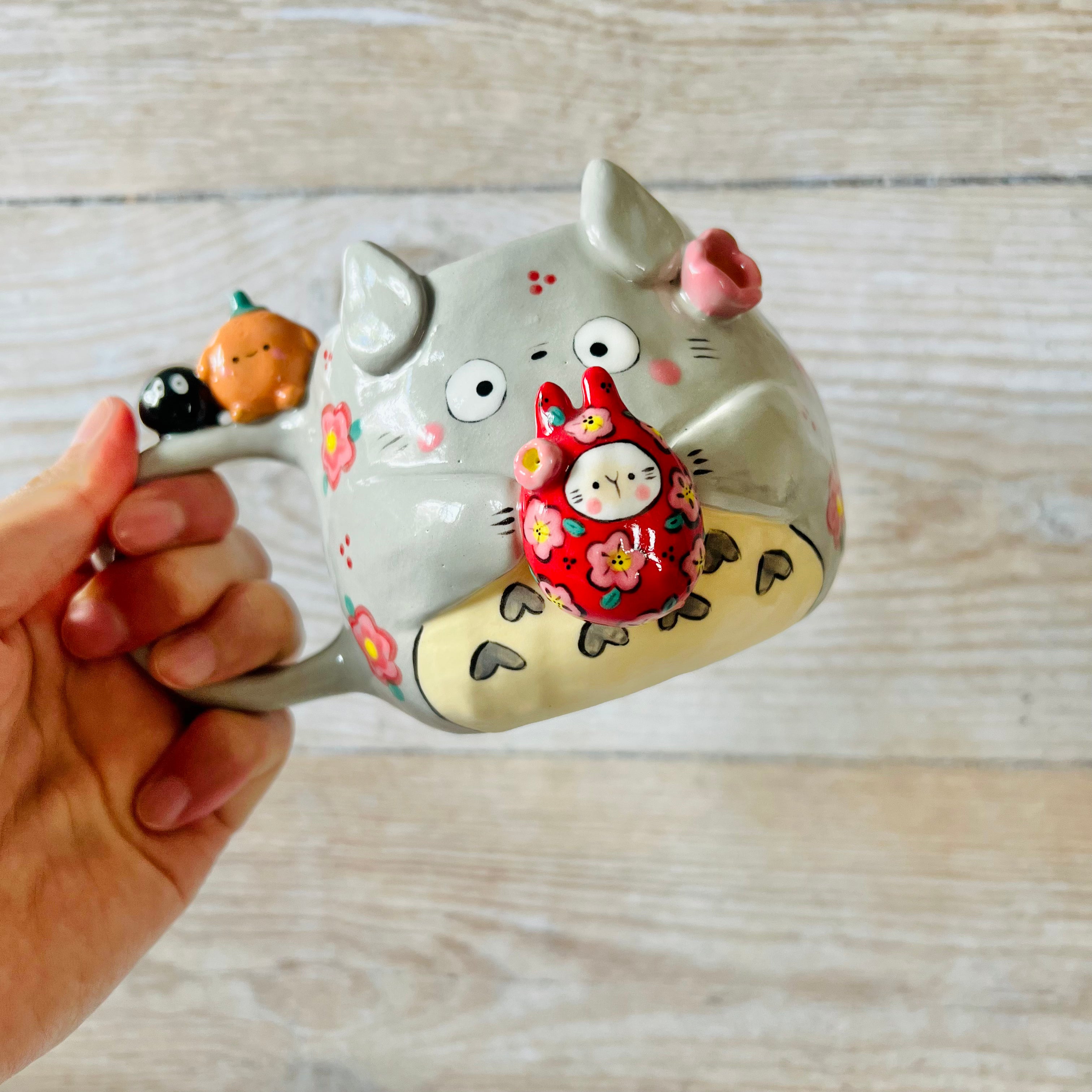 LNY TOTORO MUG with Bunny Daruma and mandarin friends