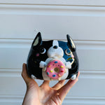 Boston terrier pot with donut friend