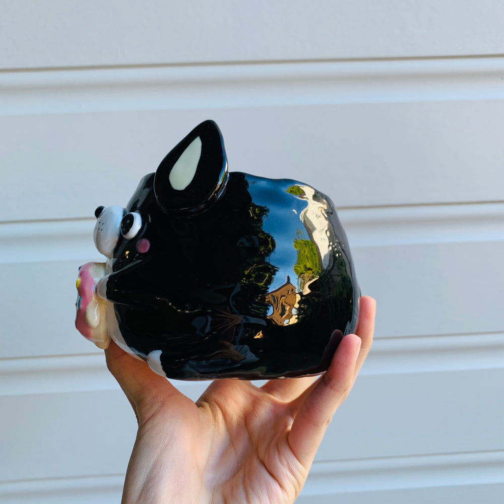 Boston terrier pot with donut friend, photo 5 of 8