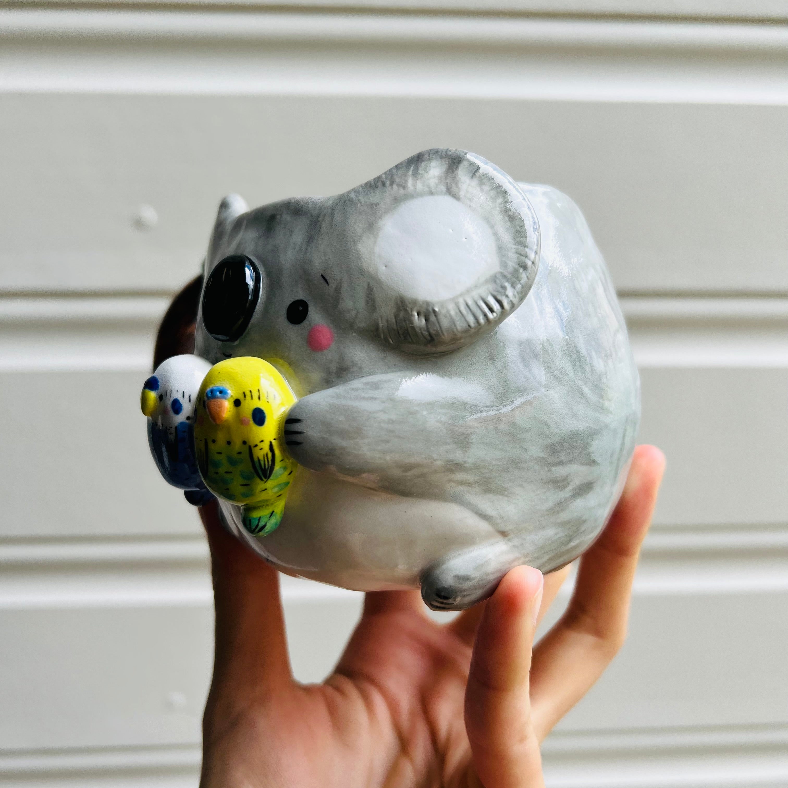 Koala Mug with Budgie friends