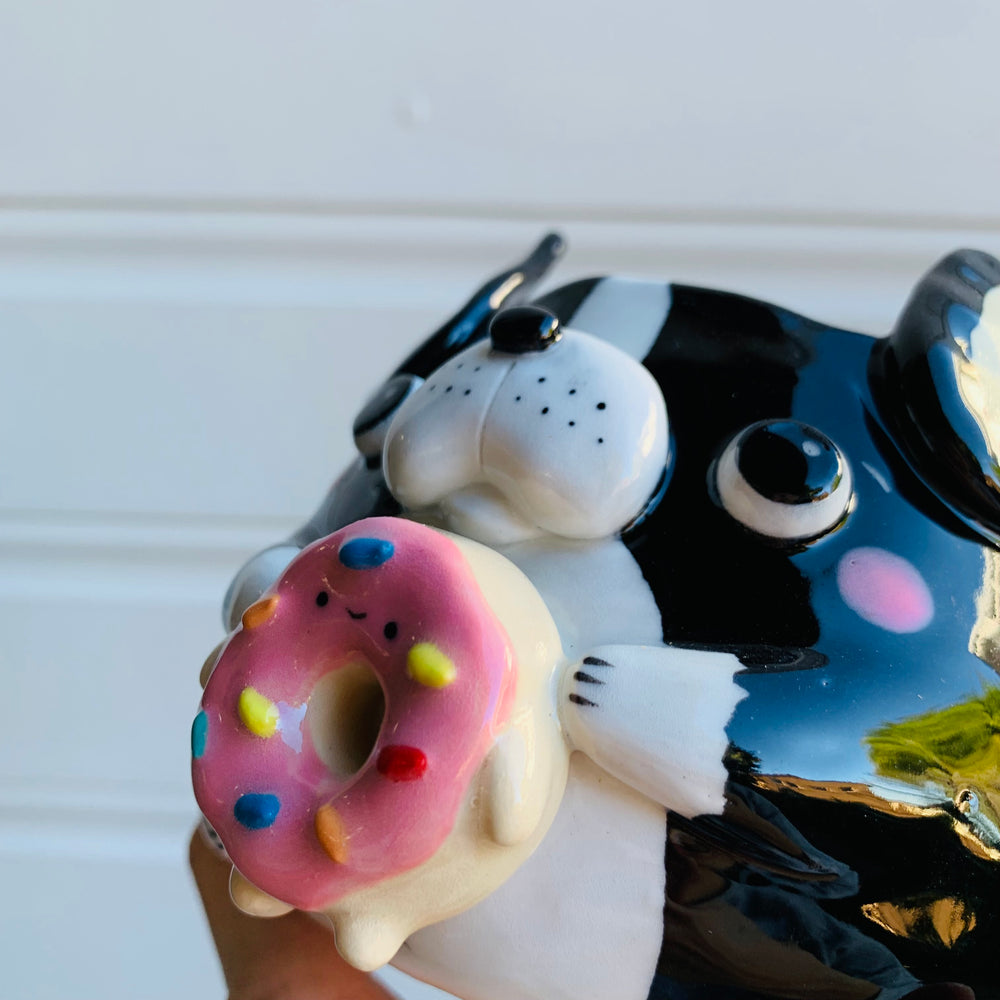 Boston terrier pot with donut friend, photo 3 of 9