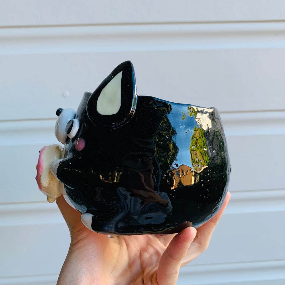 Boston terrier pot with donut friend, photo 6 of 9