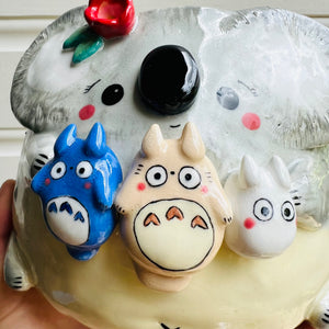 LARGE Koala Pot with Totoro friends