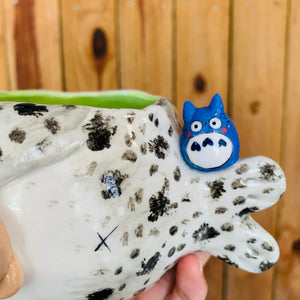 Chubby spotted seal with Totoro friends pot