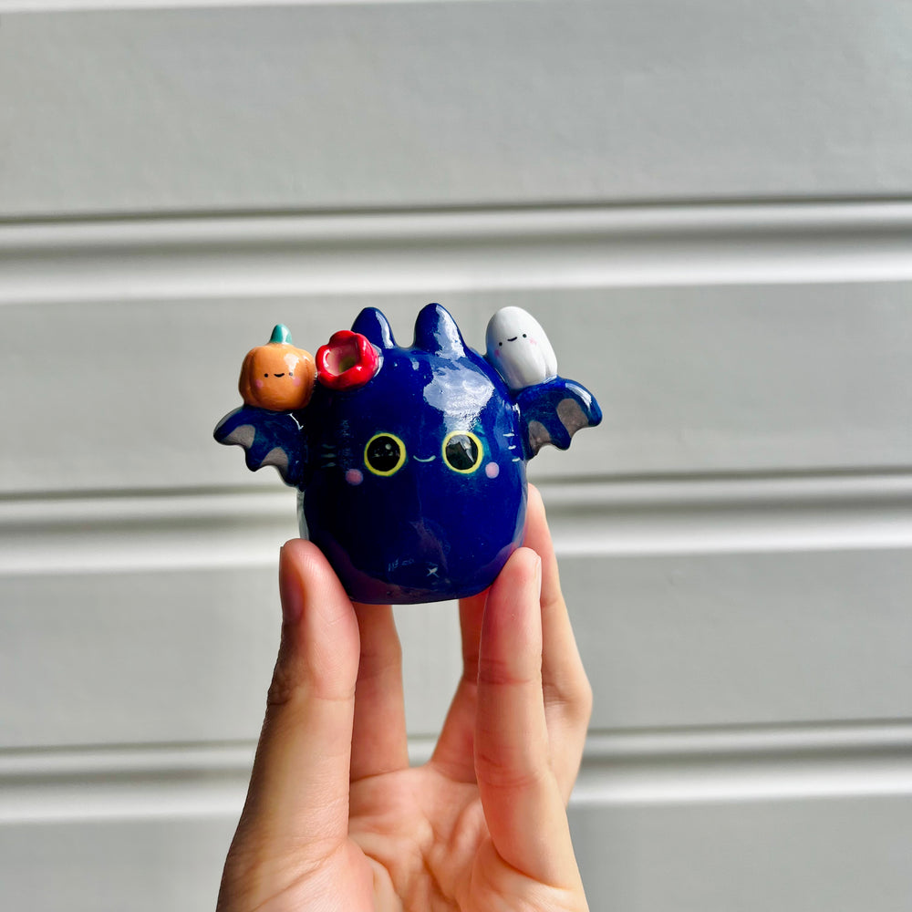 Mini Halloween bat base with ghost and pumpkin friends, photo 1 of 6