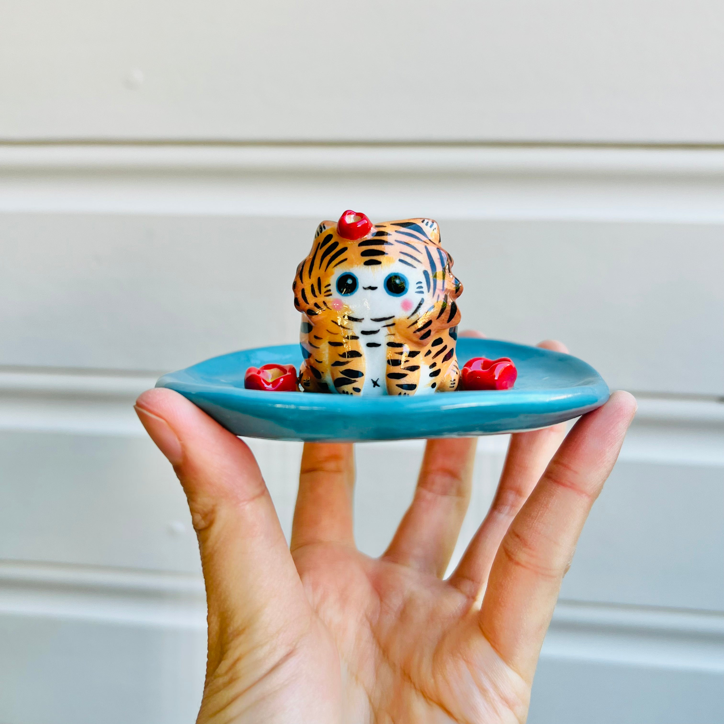 2 in 1 TIGER vase trinket dish