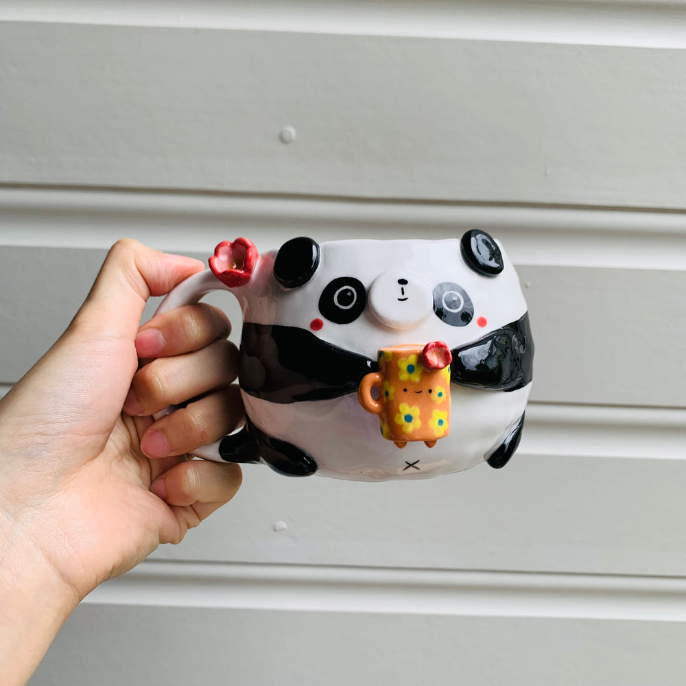 PANDA coffee pun mug with mug friend, photo 7 of 11