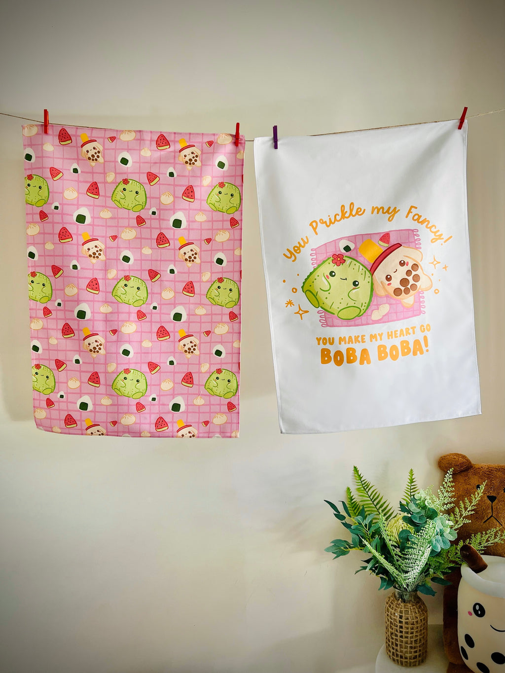 2 PACK CACTUS BUBBLE TRA PICNIC TEA TOWELS