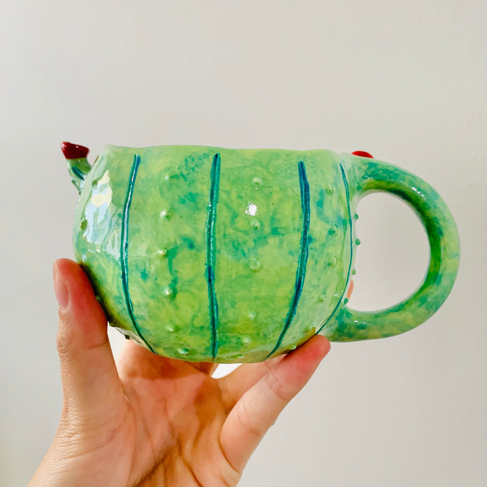 Flowery cactus mug with lady bug friend - approx. 250ml, photo 3 of 6