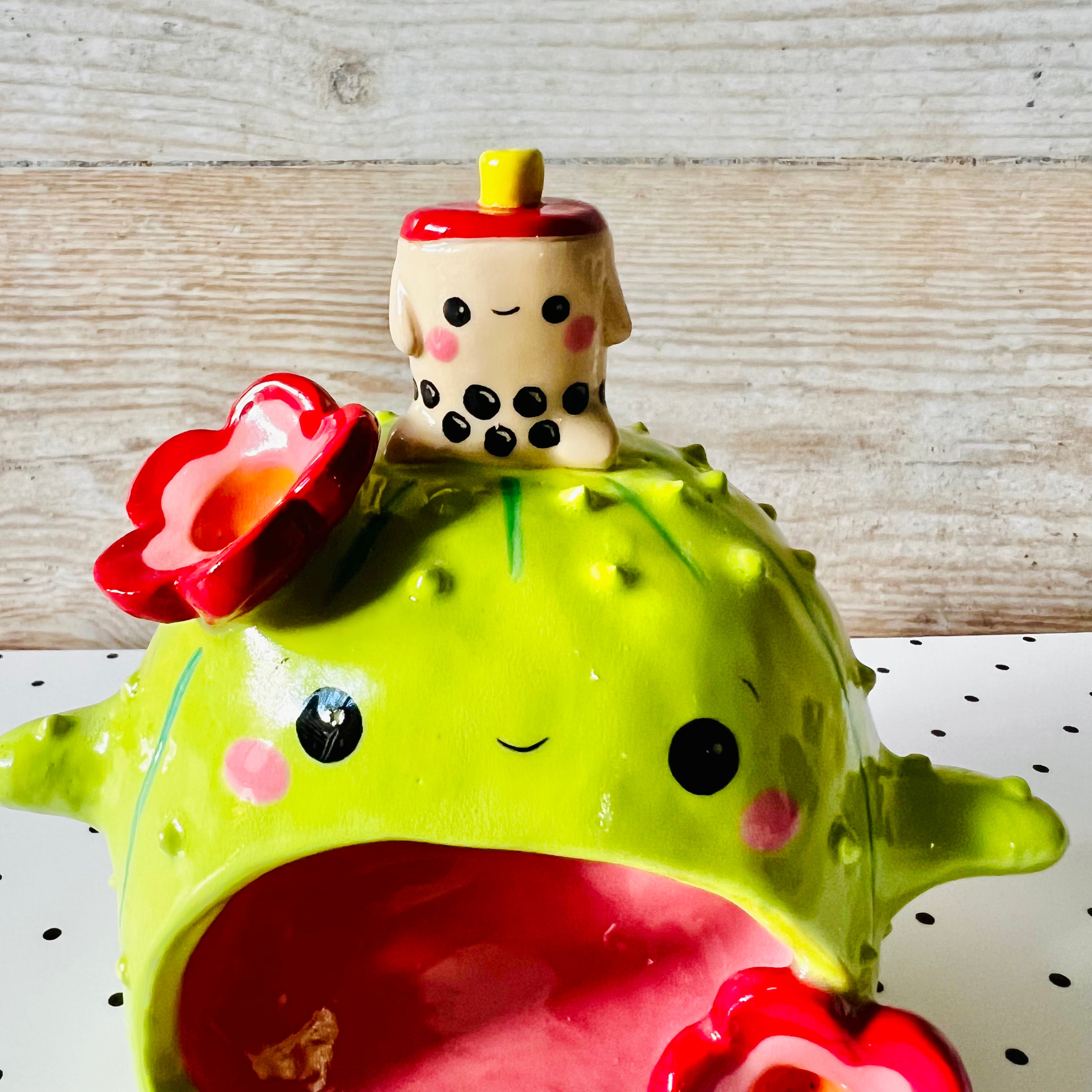 Cactus bubble tea candle holder