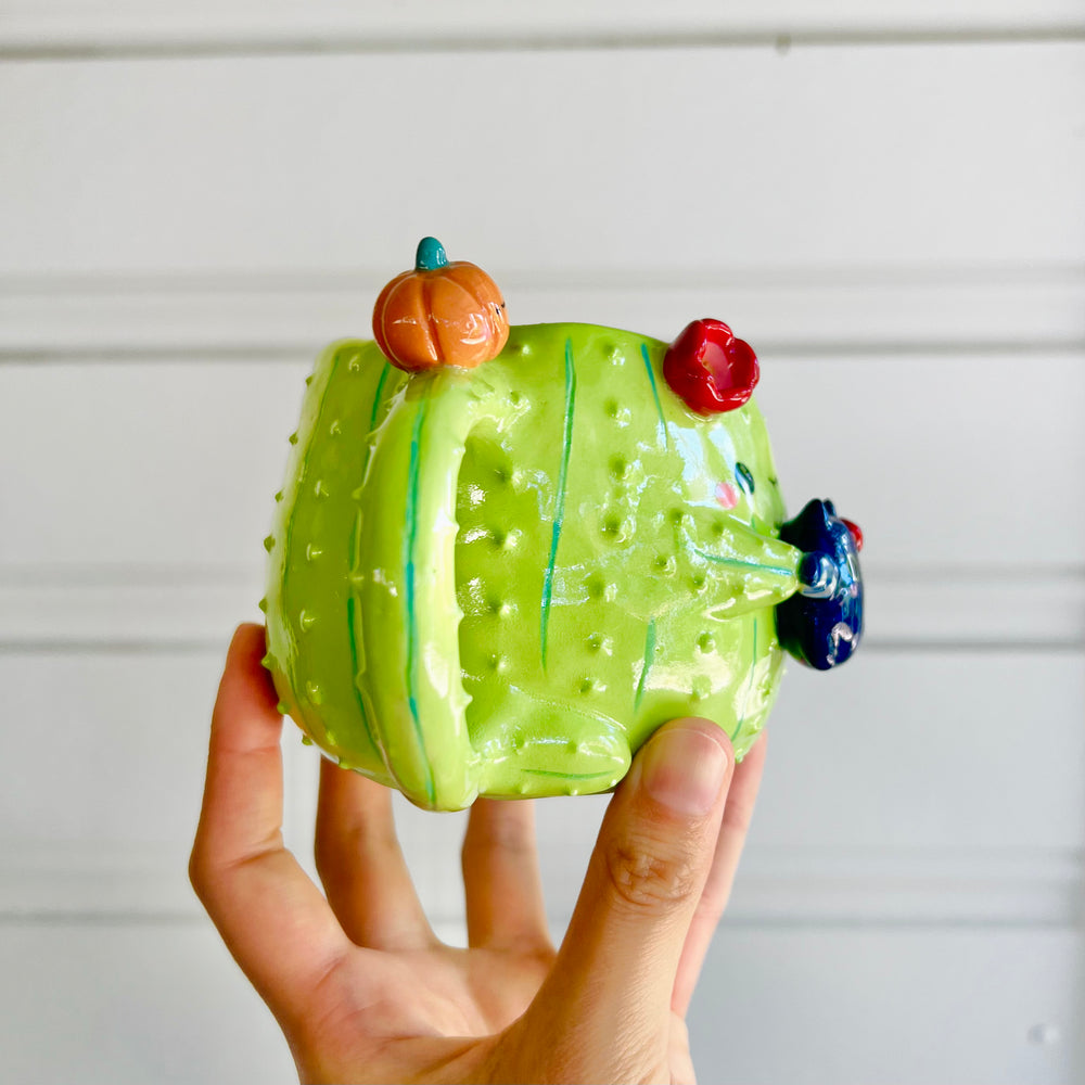 Halloween cactus mug with bat friend, photo 2 of 6