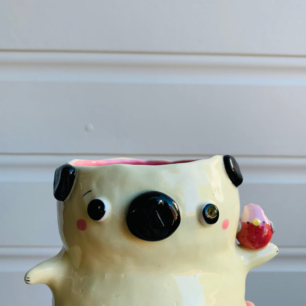 Peanut Puggo with Pink Galah Friend pot, photo 2 of 9