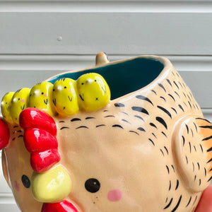 LARGE orange chick crown chicken pot